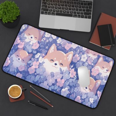 Shiba Inu Flowers Desk Mat