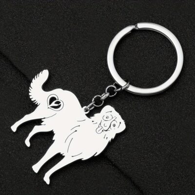 Stainless Steel Australian Shepherd Dog Keychain