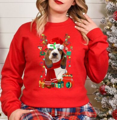 Xmas Sweatshirt Basset Hound Dog Sweatshirt