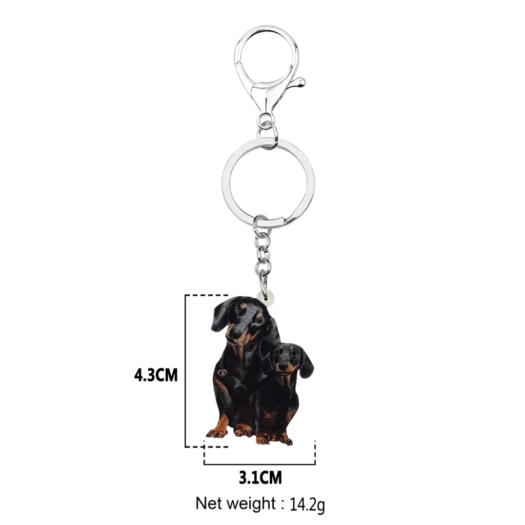 kf H4498b6ad9f3d456f97a791d6871ccc5cs BONSNY Mother s Day Acrylic Sweet Black Dachshund Dogs Keychains Fashion Purse Key Chains Rings Novelty - Dog Gifts Store