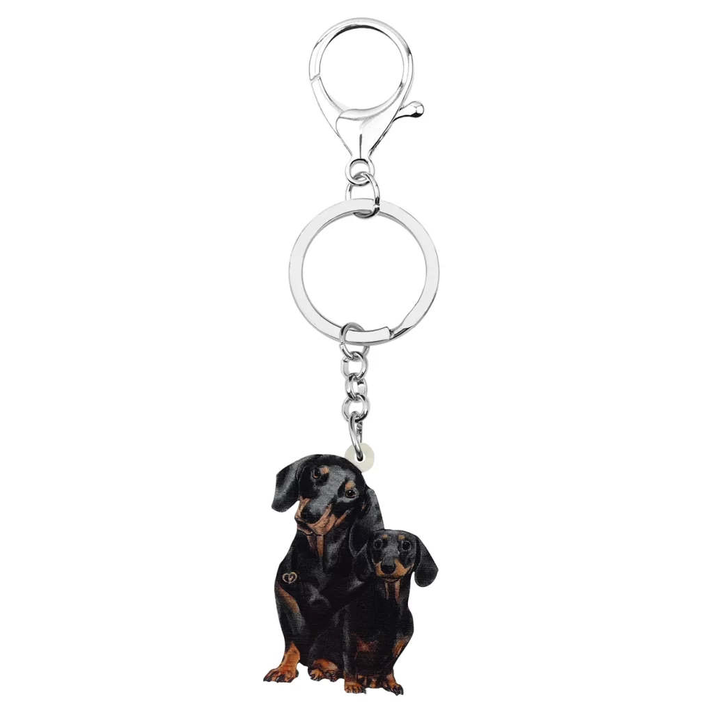 kf Hd1e574cc321143b5af6fa08ac13358abq BONSNY Mother s Day Acrylic Sweet Black Dachshund Dogs Keychains Fashion Purse Key Chains Rings Novelty - Dog Gifts Store