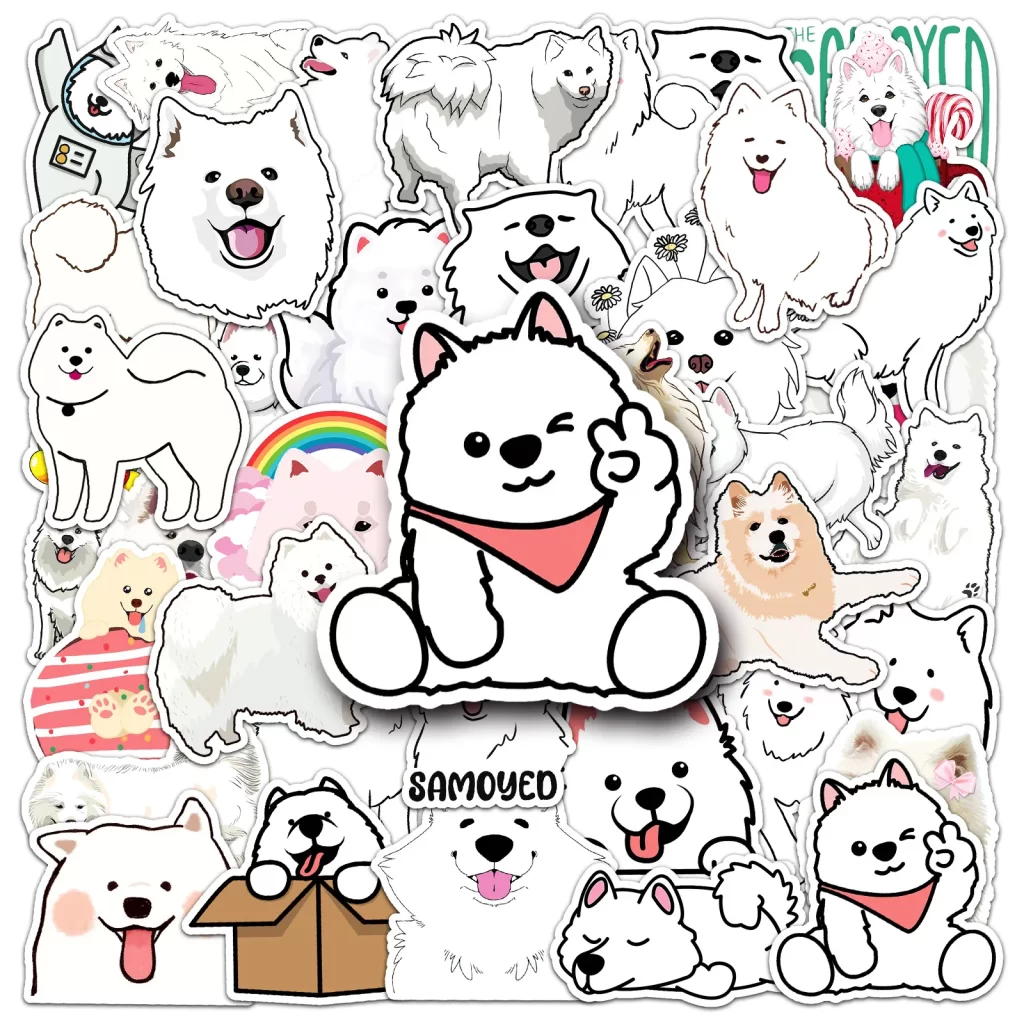 kf Sa2e549bb88d24273aaef0bc046c8fa670 50 Pcs Cute Cartoon Pets Samoyed Meme Waterproof Stickres Creative Anime Animal Phone Case Notebook Laptop - Dog Gifts Store